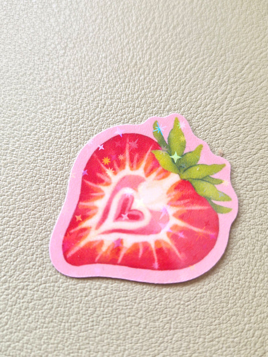 Erdbeerherz Glitzer Sticker