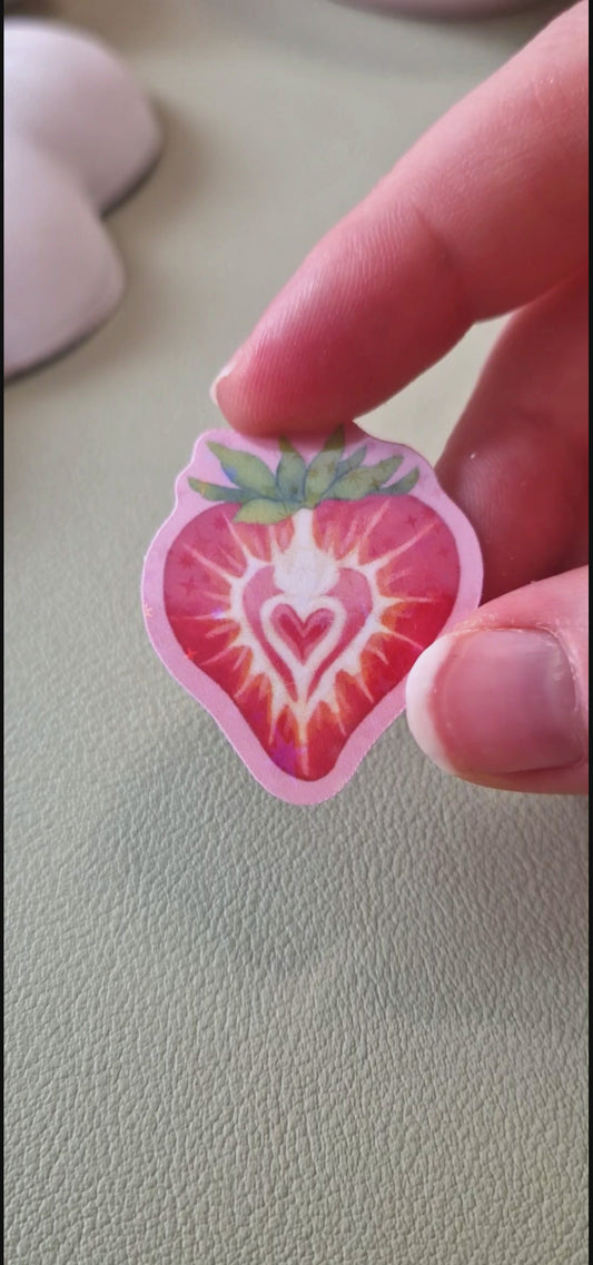 Erdbeerherz Glitzer Sticker